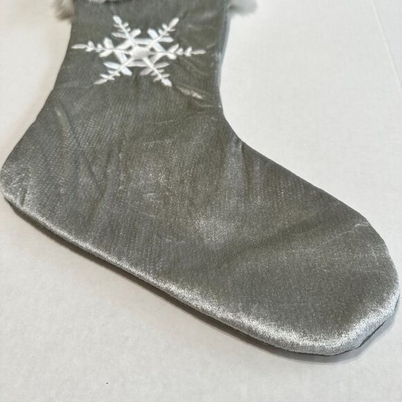 Prima Creations 2008 Gray Snowflake Fluffy Christmas Stocking - Picture 6 of 11